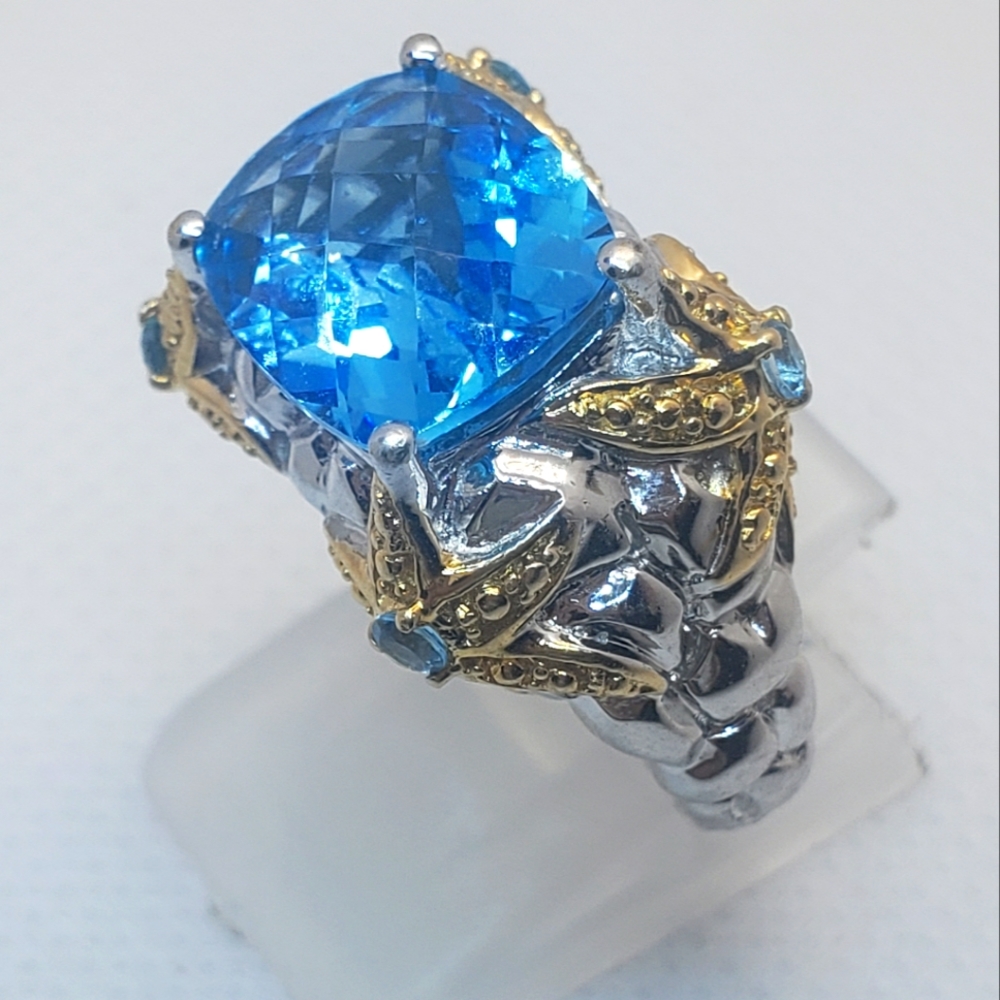 Host Pick Designer Signed Victoria Wieck Genuine Blue Topaz Starfish ring